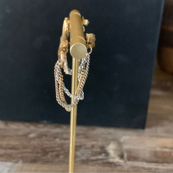 Avon Vintage 1970's Chain Tassel Earrings Post Back Tri-Color Gold-Tone Edgy - Picture 12 of 16